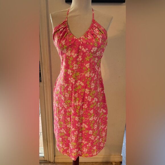 RARE/VTG Lilly Pulitzer “Happy Hippo" Print Halter Dress - Picture 1 of 8